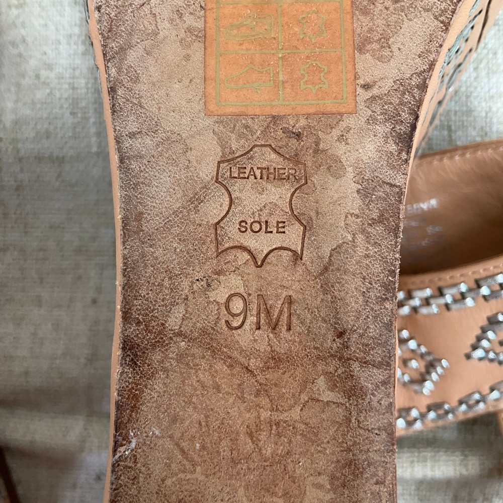 Tory Burch Reena Wedge Sandals Womens 9M Tan Leather Embroidered Platform - Picture 7 of 8